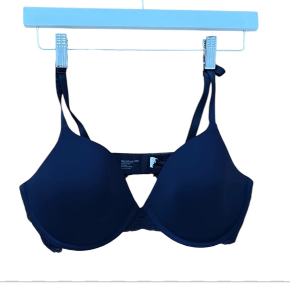 Gap Body Navy Lightly Padded Lace Trim Bra  36c